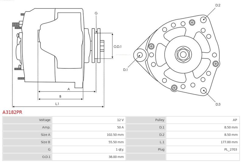 AS-PL A3182PR Alternator