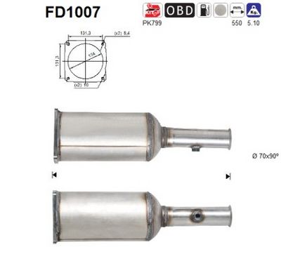 Soot/Particulate Filter, exhaust system AS FD1007