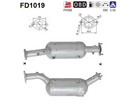 Soot/Particulate Filter, exhaust system AS FD1019