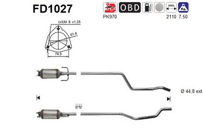 Soot/Particulate Filter, exhaust system AS FD1027