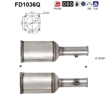 AS FD1036Q Soot/Particulate Filter, exhaust system