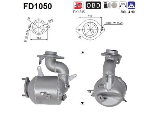 AS FD1050 Soot/Particulate Filter, exhaust system