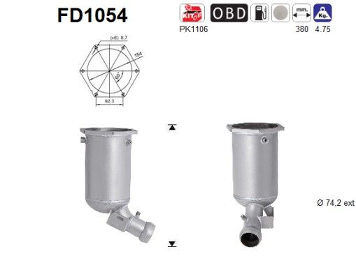 AS FD1054 Soot/Particulate Filter, exhaust system
