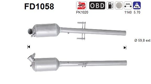 AS FD1058 Soot/Particulate Filter, exhaust system
