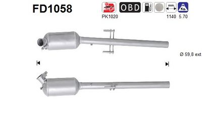 Soot/Particulate Filter, exhaust system AS FD1058
