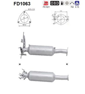 Soot/Particulate Filter, exhaust system AS FD1063