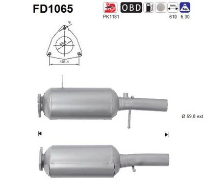 Soot/Particulate Filter, exhaust system AS FD1065