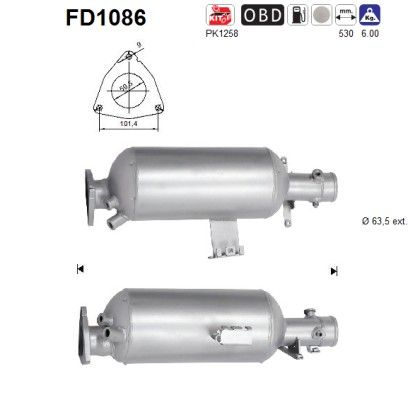 AS FD1086 Soot/Particulate Filter, exhaust system