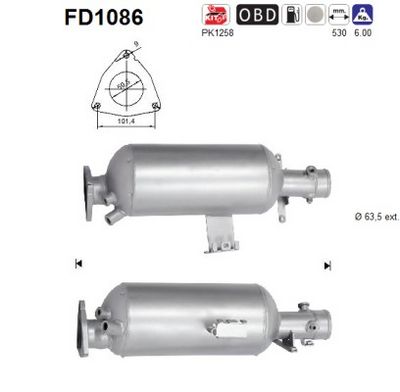 Soot/Particulate Filter, exhaust system AS FD1086