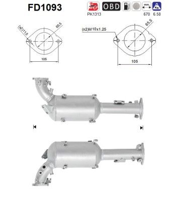 Soot/Particulate Filter, exhaust system AS FD1093