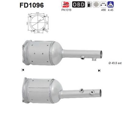Soot/Particulate Filter, exhaust system AS FD1096