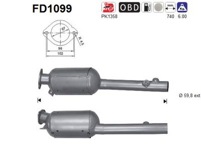 Soot/Particulate Filter, exhaust system AS FD1099