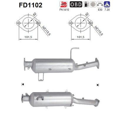 AS FD1102 Soot/Particulate Filter, exhaust system