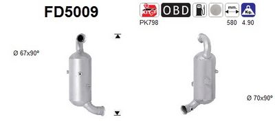 Soot/Particulate Filter, exhaust system AS FD5009