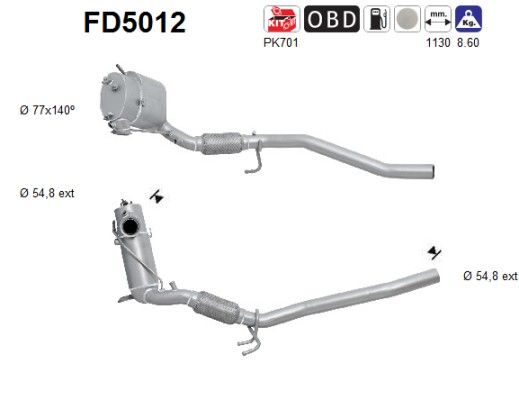 AS FD5012 Soot/Particulate Filter, exhaust system