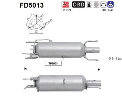 Soot/Particulate Filter, exhaust system AS FD5013