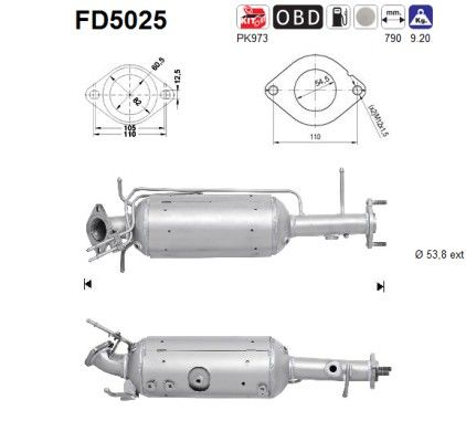 AS FD5025 Soot/Particulate Filter, exhaust system