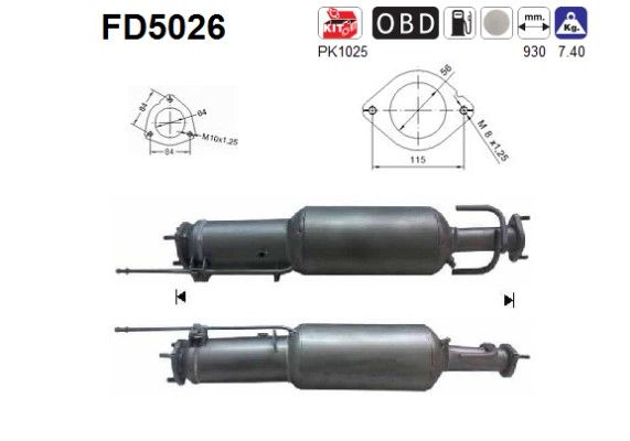 AS FD5026 Soot/Particulate Filter, exhaust system