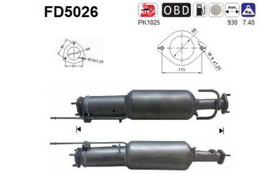 Soot/Particulate Filter, exhaust system AS FD5026