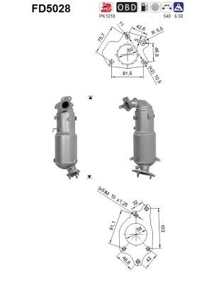 Soot/Particulate Filter, exhaust system AS FD5028