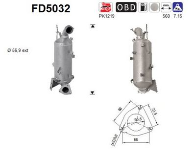 Soot/Particulate Filter, exhaust system AS FD5032