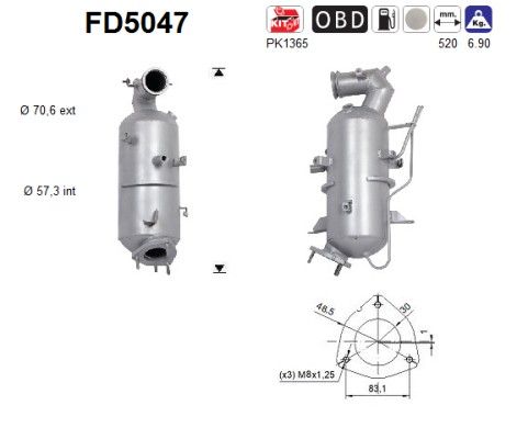 AS FD5047 Soot/Particulate Filter, exhaust system