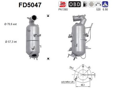 Soot/Particulate Filter, exhaust system AS FD5047