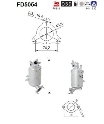 Soot/Particulate Filter, exhaust system AS FD5054