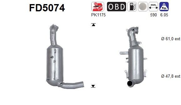 AS FD5074 Soot/Particulate Filter, exhaust system