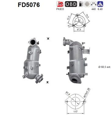 AS FD5076 Soot/Particulate Filter, exhaust system