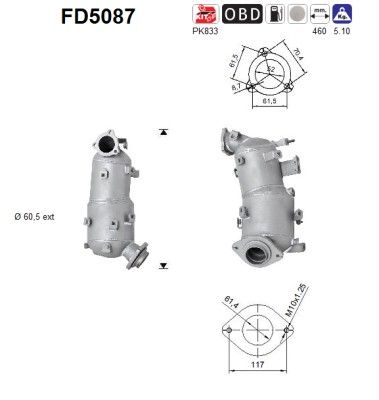Soot/Particulate Filter, exhaust system AS FD5087
