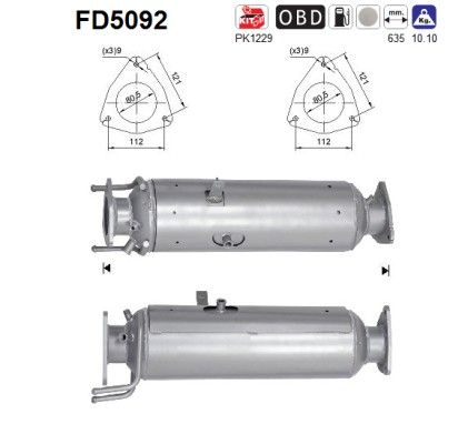 AS FD5092 Soot/Particulate Filter, exhaust system