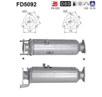 Soot/Particulate Filter, exhaust system AS FD5092