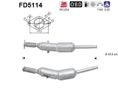 Soot/Particulate Filter, exhaust system AS FD5114