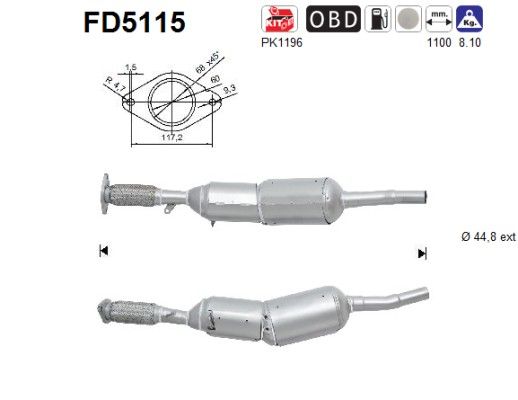 AS FD5115 Soot/Particulate Filter, exhaust system