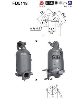Soot/Particulate Filter, exhaust system AS FD5118
