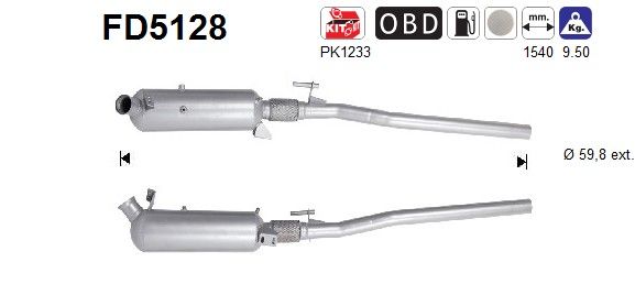 AS FD5128 Soot/Particulate Filter, exhaust system