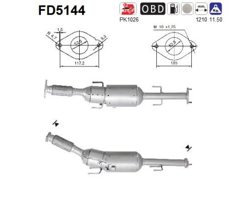 AS FD5144 Soot/Particulate Filter, exhaust system
