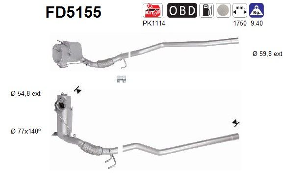 AS FD5155 Soot/Particulate Filter, exhaust system