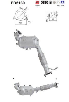 Soot/Particulate Filter, exhaust system AS FD5160