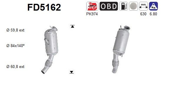 AS FD5162 Soot/Particulate Filter, exhaust system