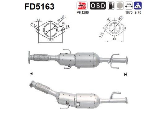 AS FD5163 Soot/Particulate Filter, exhaust system