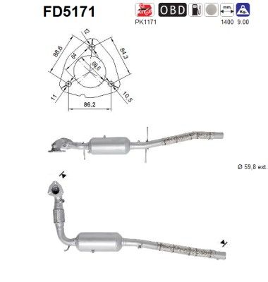 Soot/Particulate Filter, exhaust system AS FD5171