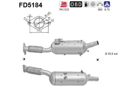Soot/Particulate Filter, exhaust system AS FD5184