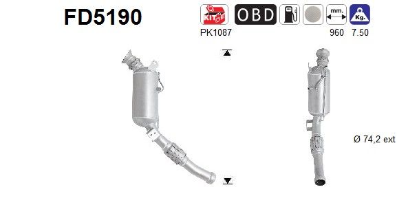 AS FD5190 Soot/Particulate Filter, exhaust system