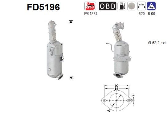 AS FD5196 Soot/Particulate Filter, exhaust system