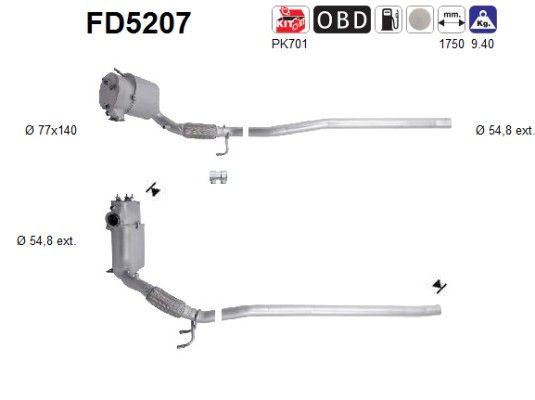 AS FD5207 Soot/Particulate Filter, exhaust system