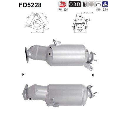 AS FD5228 Soot/Particulate Filter, exhaust system