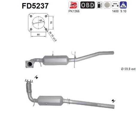 AS FD5237 Soot/Particulate Filter, exhaust system