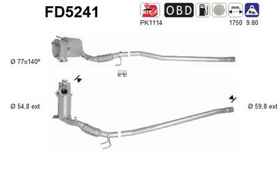 Soot/Particulate Filter, exhaust system AS FD5241